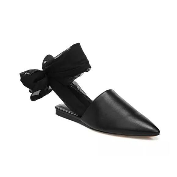 New Vince Cruise Pointed Ankle Tie Leather Flats Size 10 - Picture 1 of 8